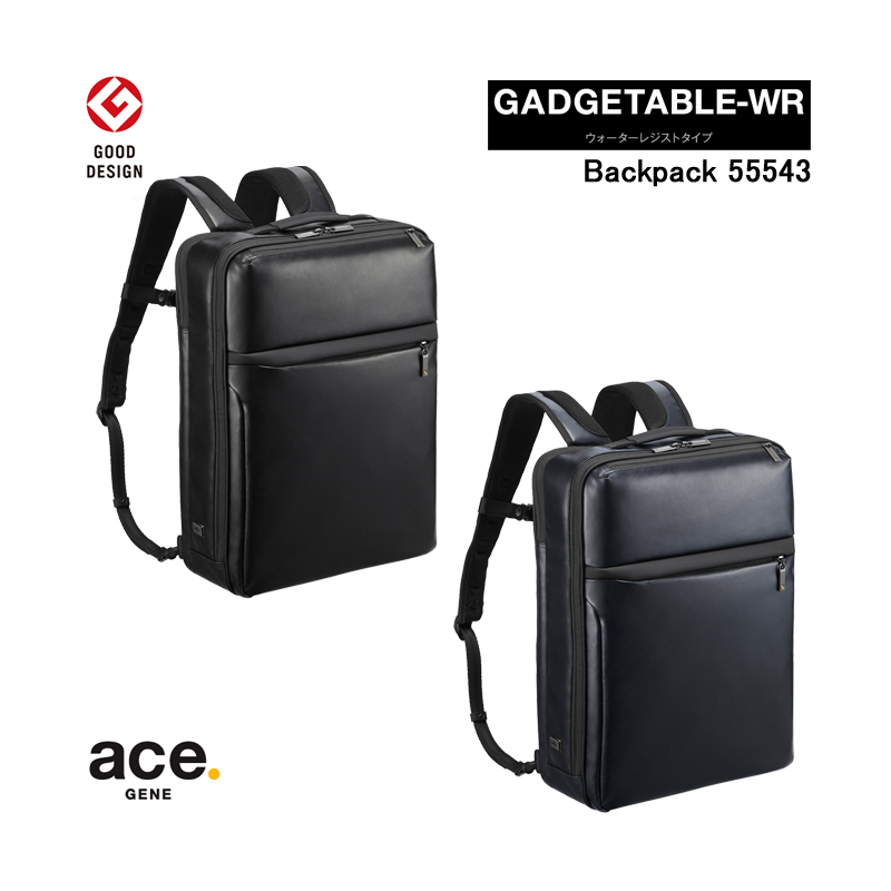 送料無料】エースジーン(ace. GENE LABEL) ガジェタブルWR(GADGETABLE WR) バックパック 15L 55543  B4／15インチPC対応 ビジネスリュック 耐水 ウォーターレジストタイプ(ビジネスバッグ おしゃれ コンパクト スリムボディ キャリーオン  セットアップ ace エース) 旅行 ...